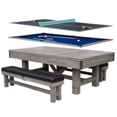 Logan 7ft 3 In 1 Pool Table W/ Benches (Non-Slate)